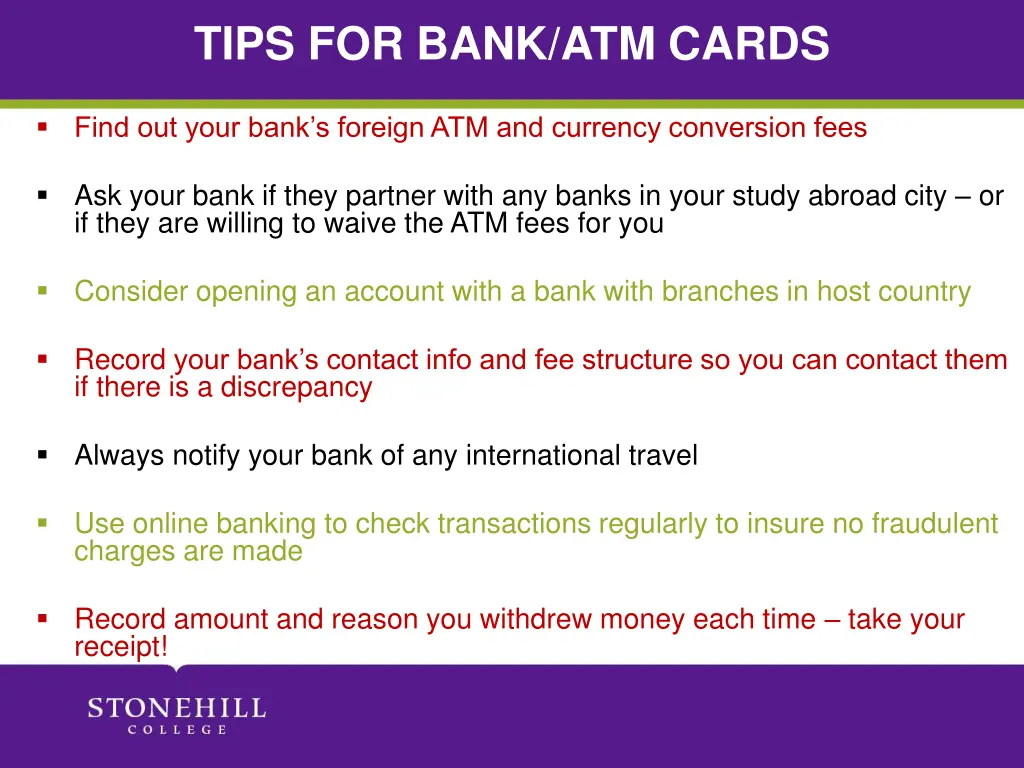 tips for bank atm cards