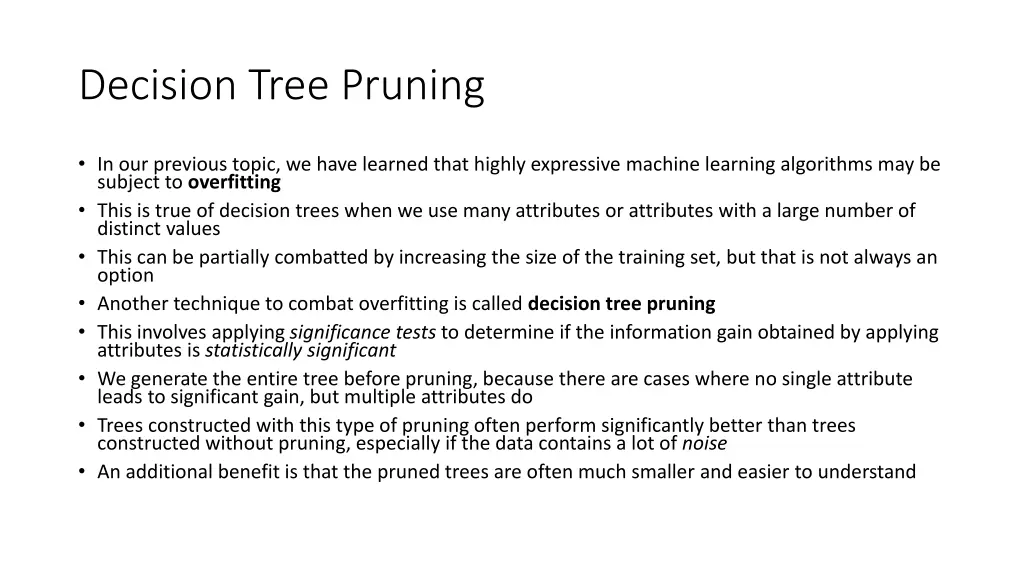 decision tree pruning
