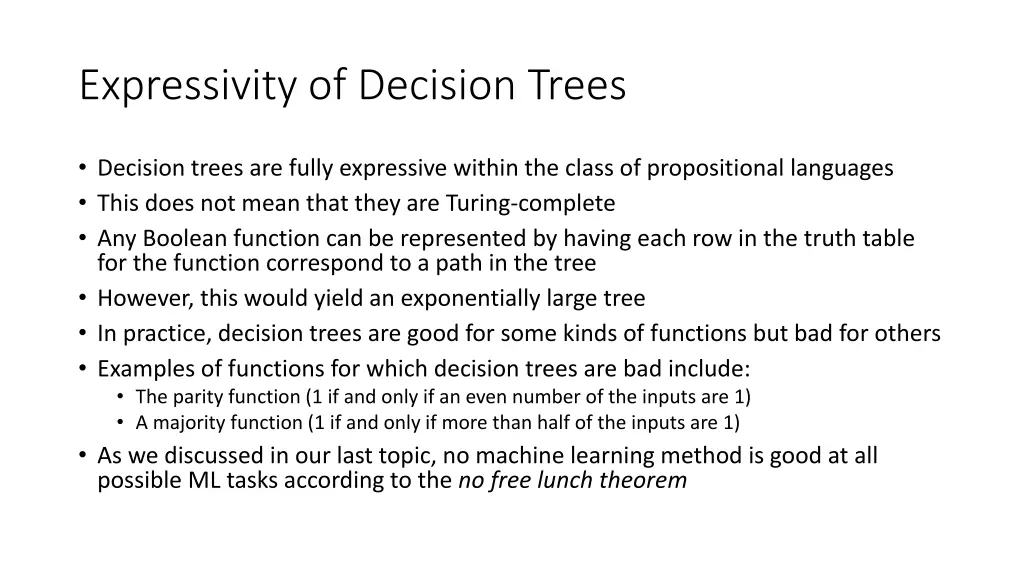 expressivity of decision trees