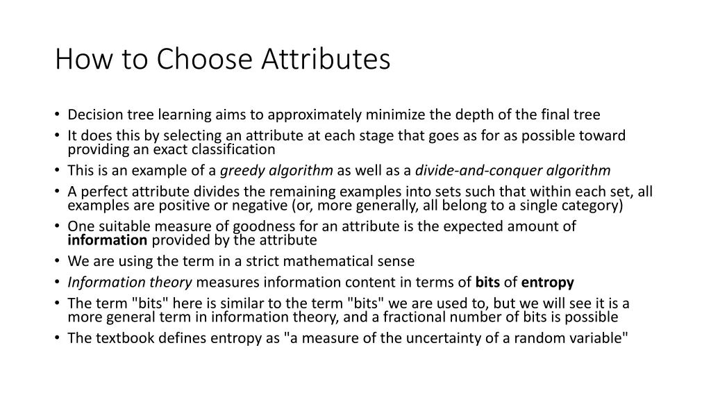how to choose attributes