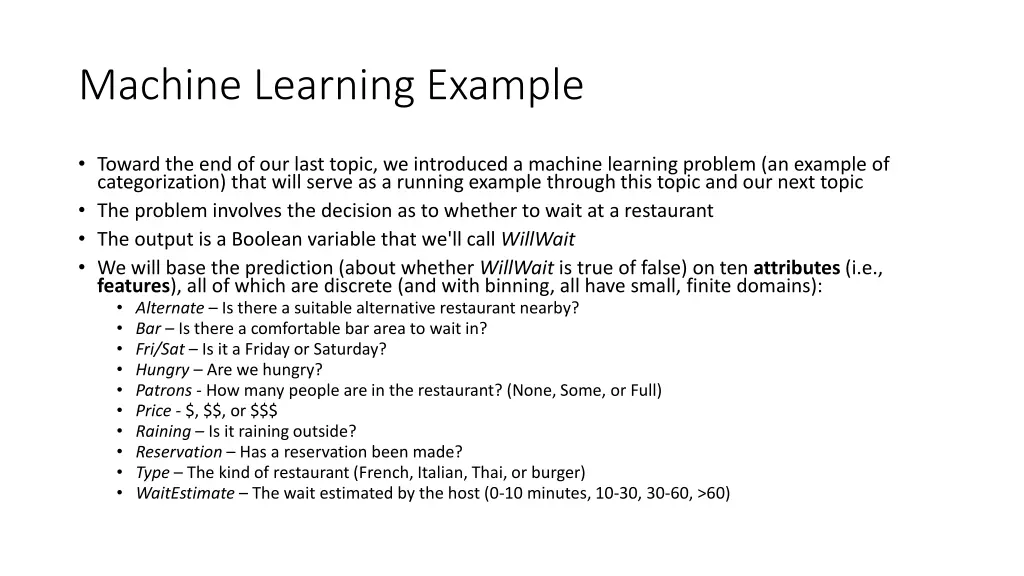machine learning example