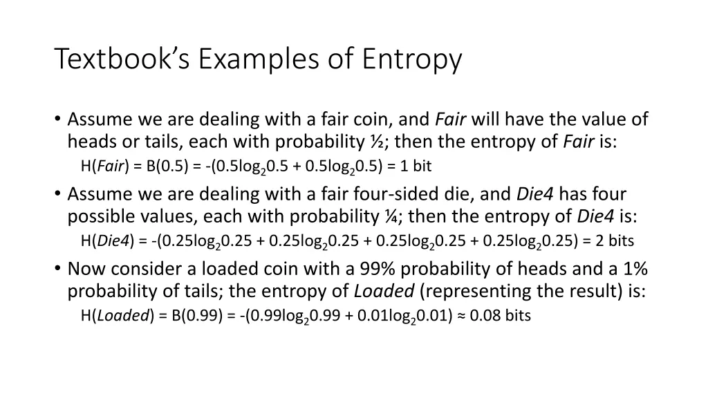 textbook s examples of entropy