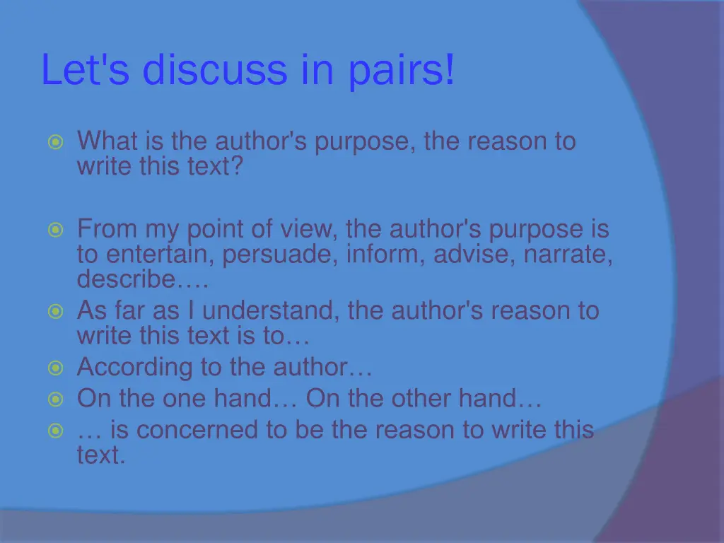 let s discuss in pairs