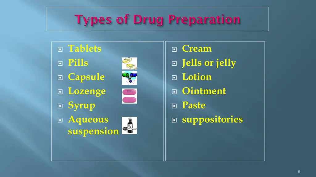 tablets pills capsule lozenge syrup aqueous