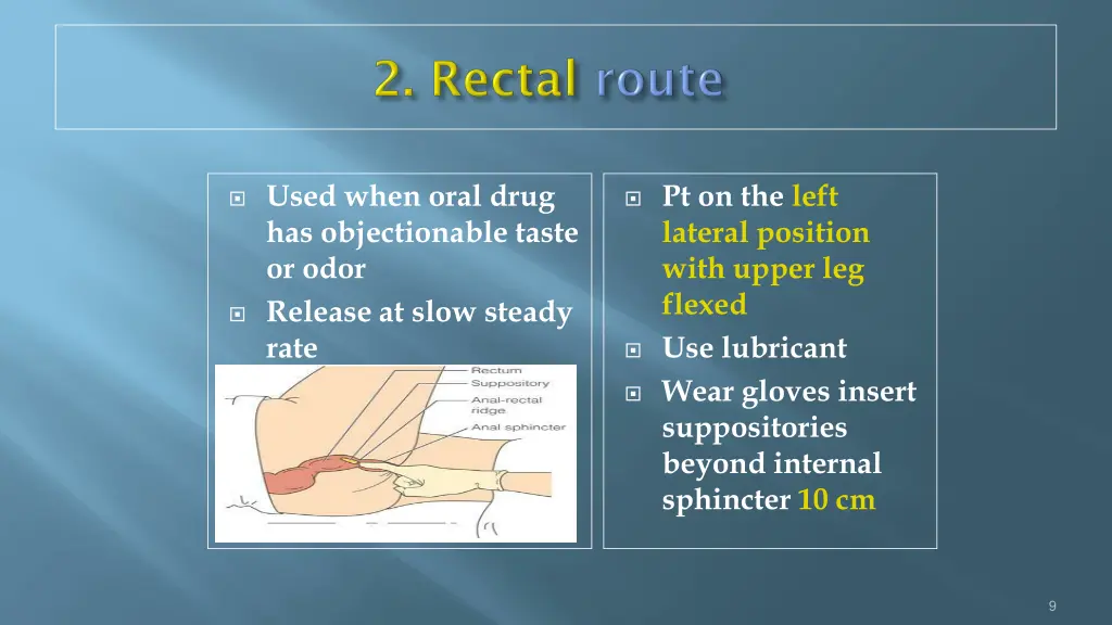 used when oral drug has objectionable taste