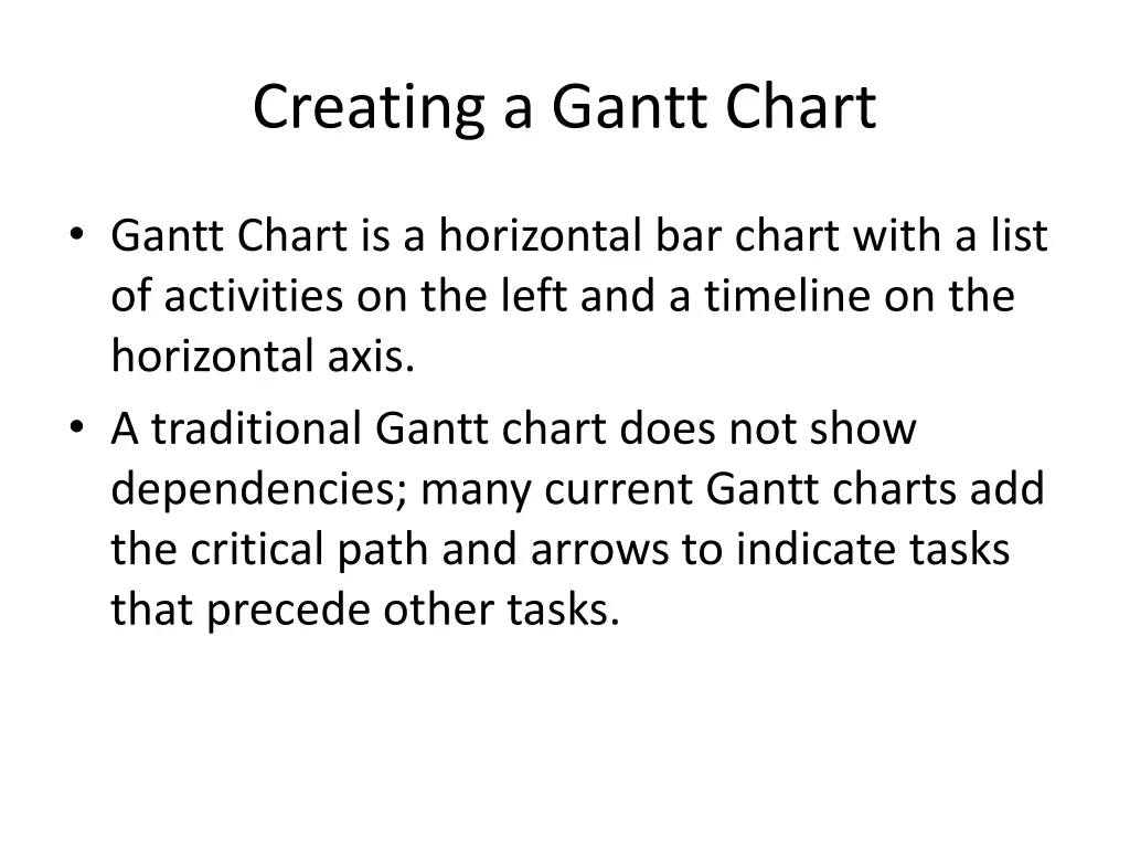 creating a gantt chart