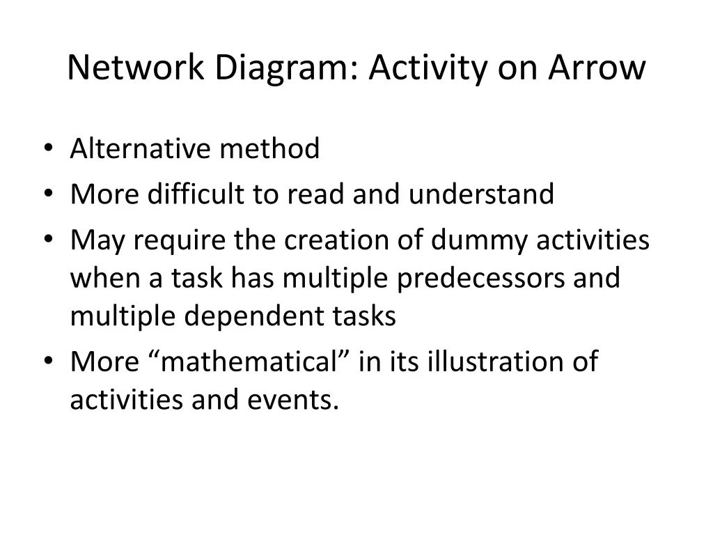 network diagram activity on arrow
