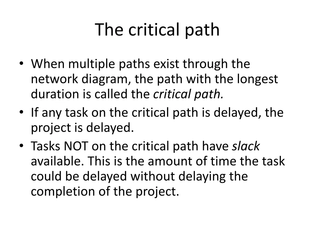 the critical path