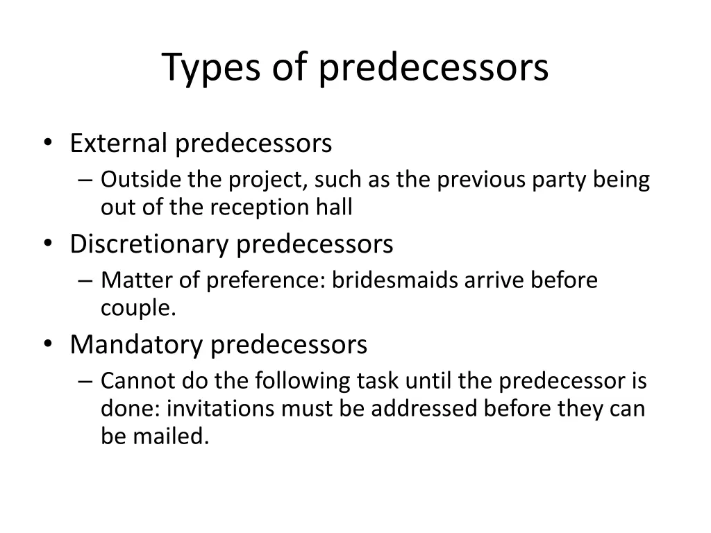 types of predecessors