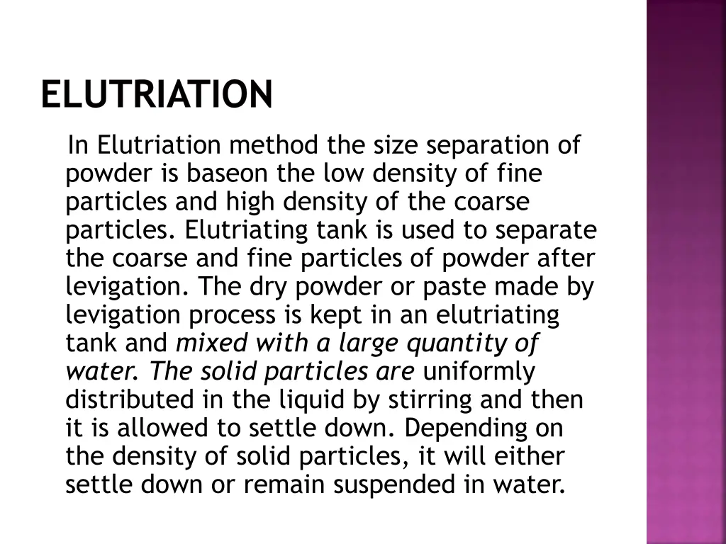 elutriation