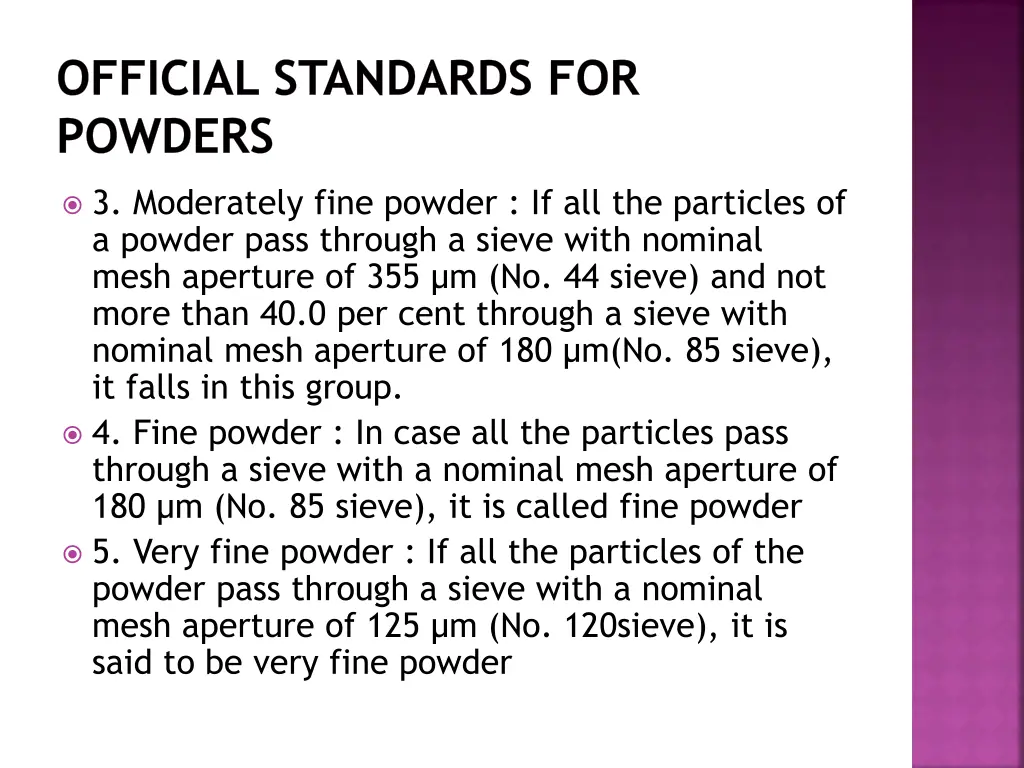 official standards for powders 1
