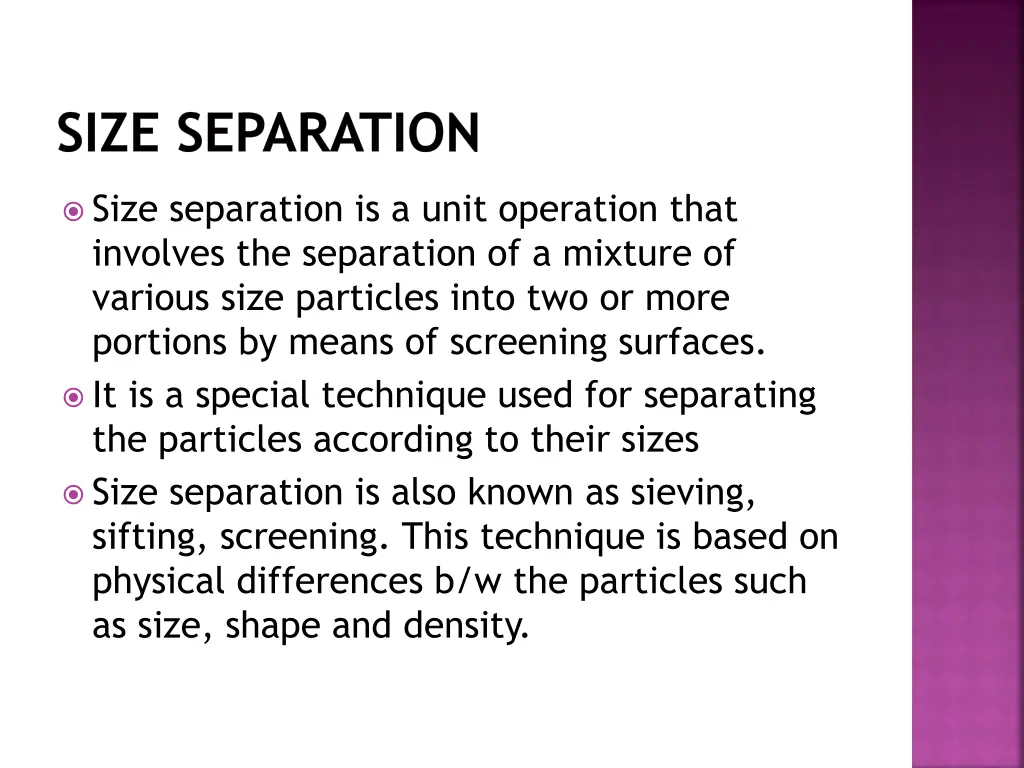 size separation 1