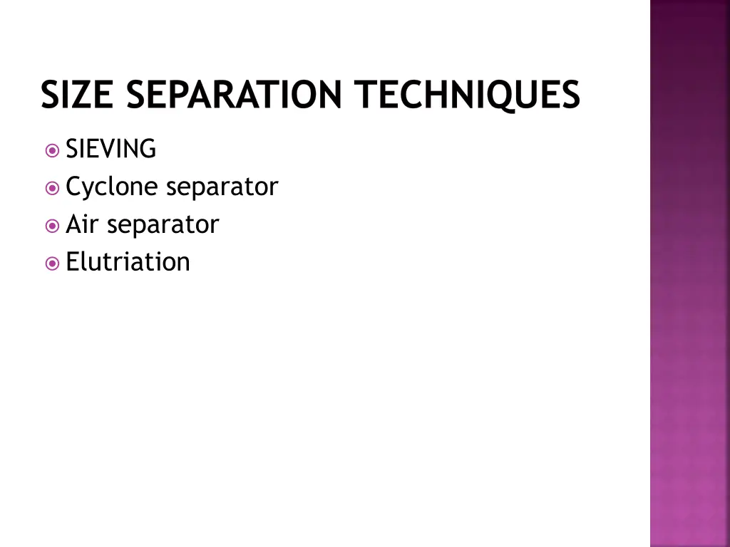 size separation techniques