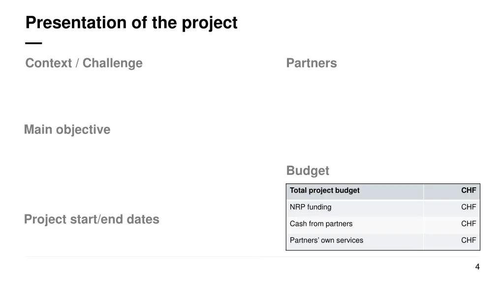 presentation of the project context challenge