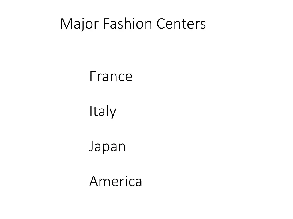 major fashion centers
