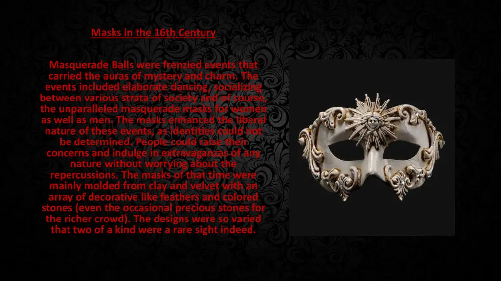 masks in the 16th century