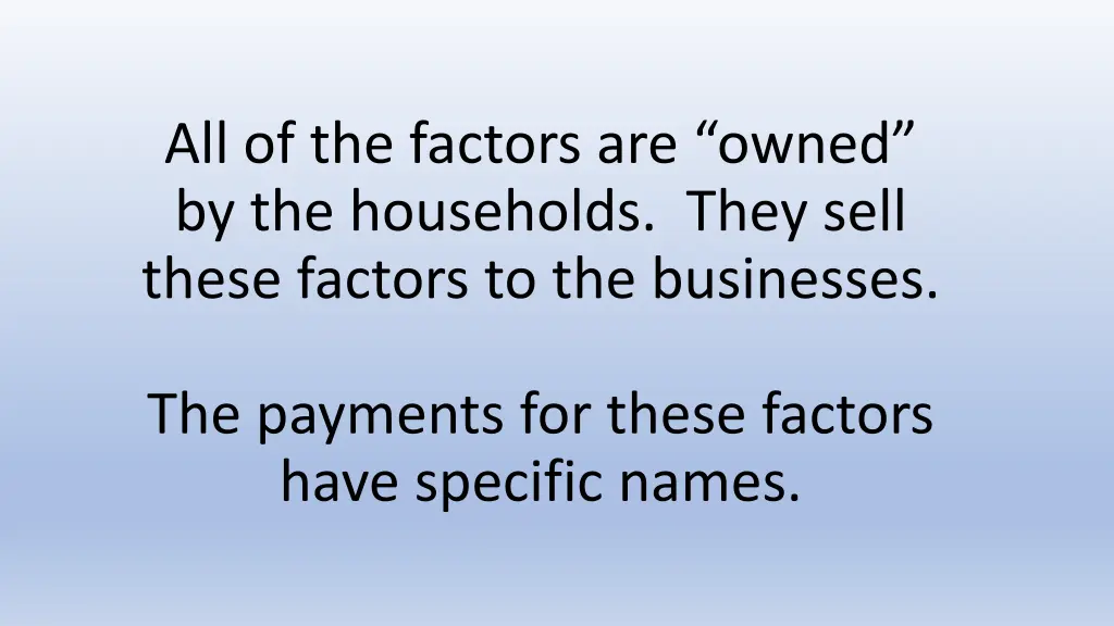 all of the factors are owned by the households