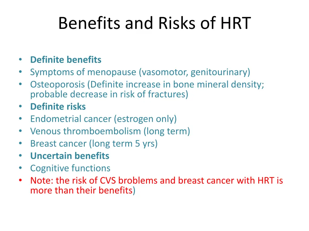 benefits and risks of hrt