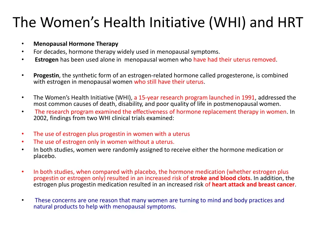 the women s health initiative whi and hrt