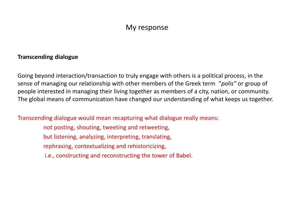 my response