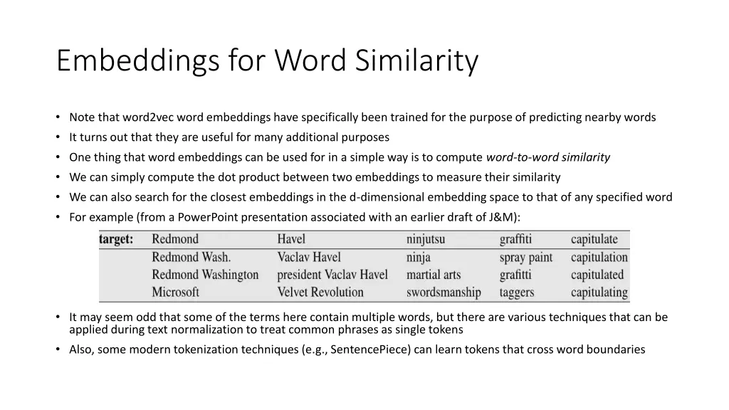 embeddings for word similarity