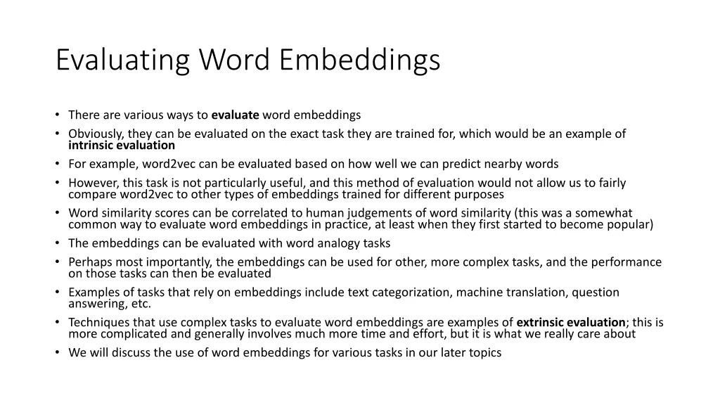 evaluating word embeddings