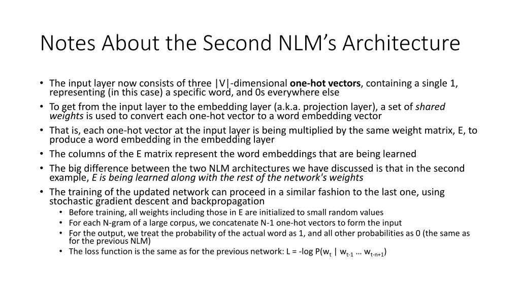 notes about the second nlm s architecture