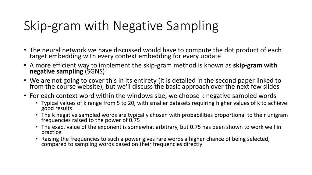 skip gram with negative sampling