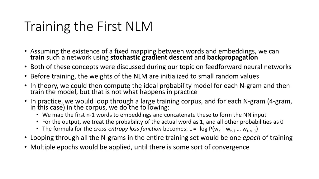 training the first nlm