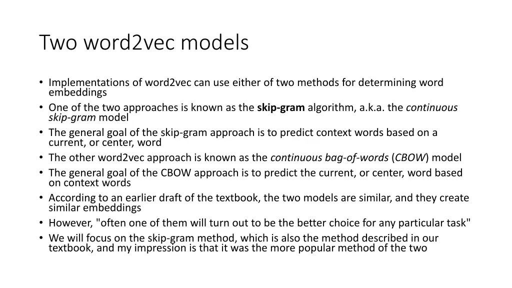 two word2vec models