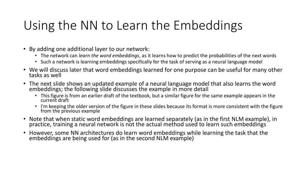 using the nn to learn the embeddings
