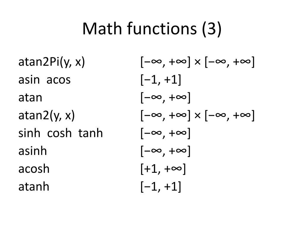 math functions 3