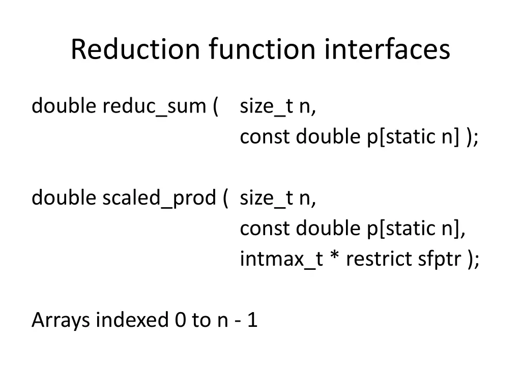 reduction function interfaces