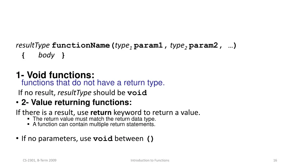 resulttype functionname type 1 param1 type