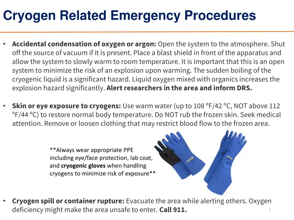 cryogen related emergency procedures