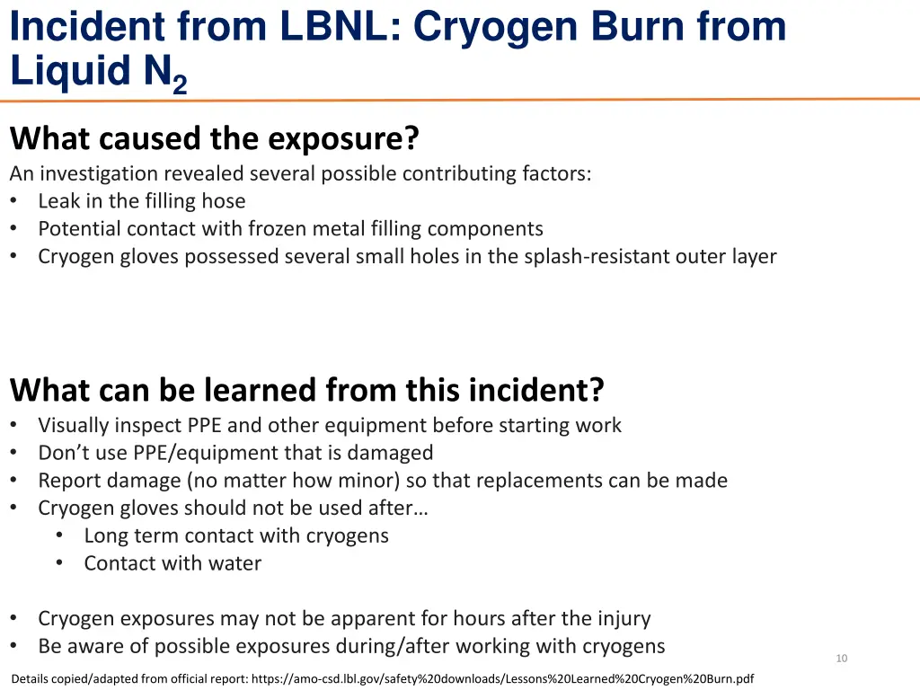incident from lbnl cryogen burn from liquid n 2 1