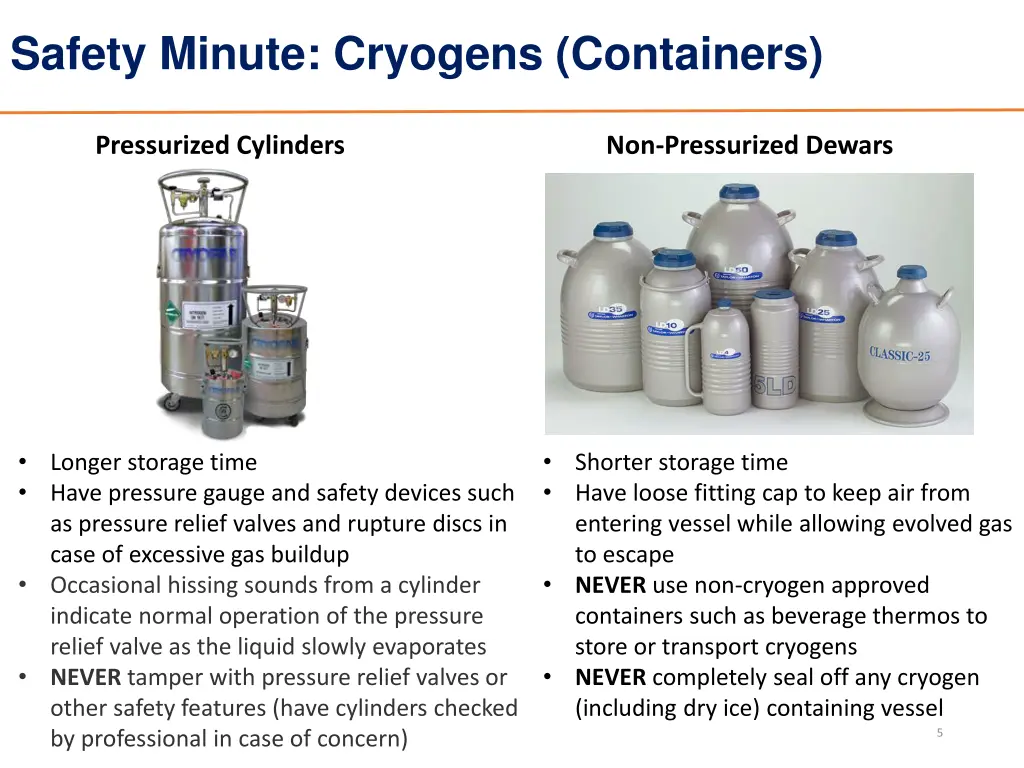 safety minute cryogens containers