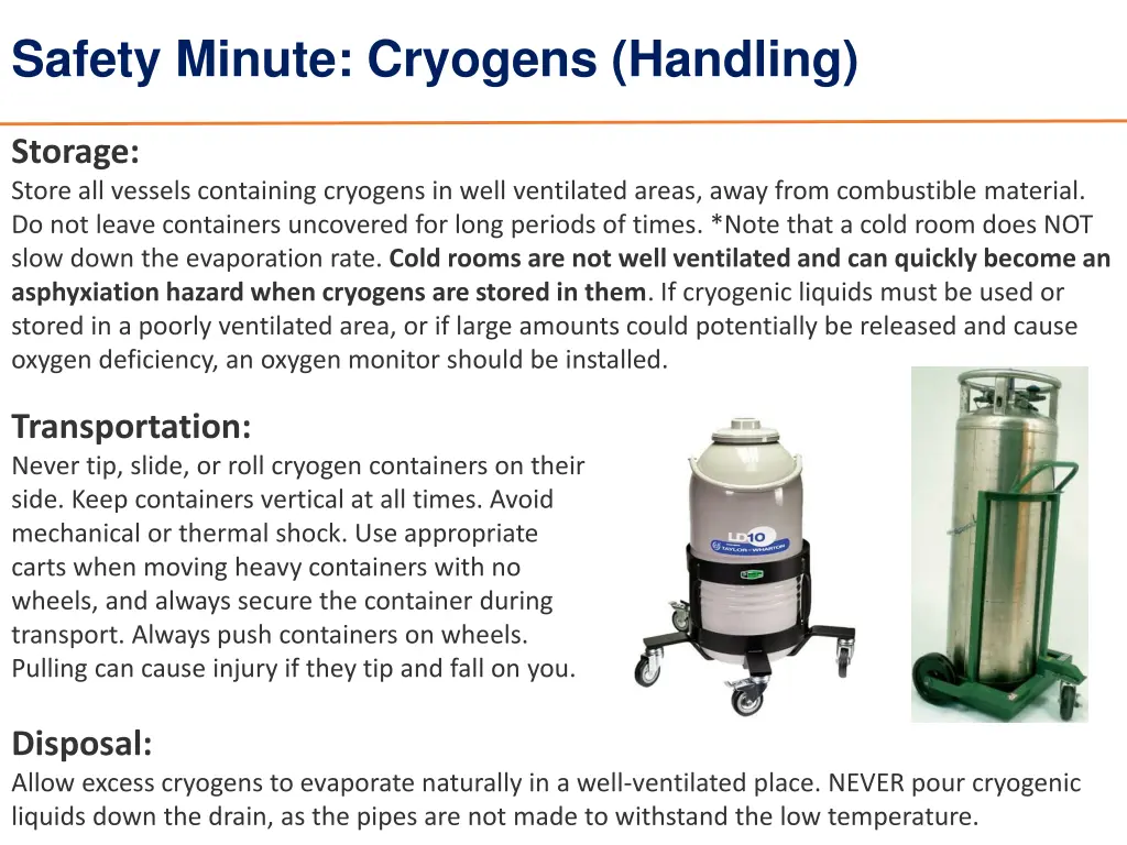 safety minute cryogens handling