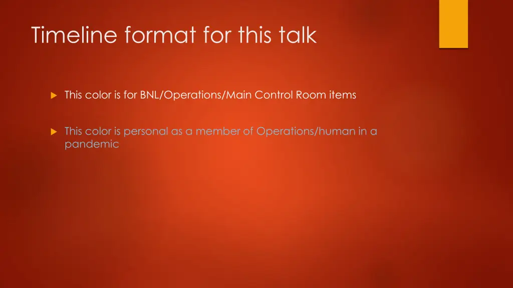 timeline format for this talk