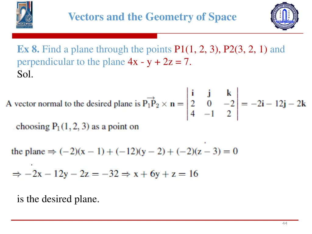 vectors and the geometry of space 42