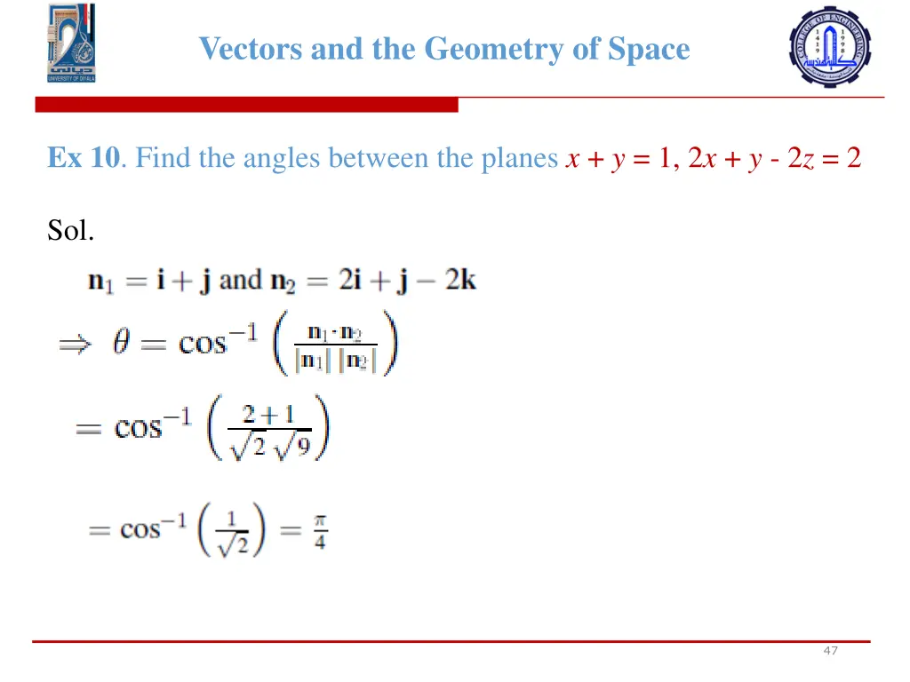 vectors and the geometry of space 45