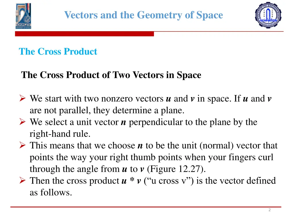 vectors and the geometry of space