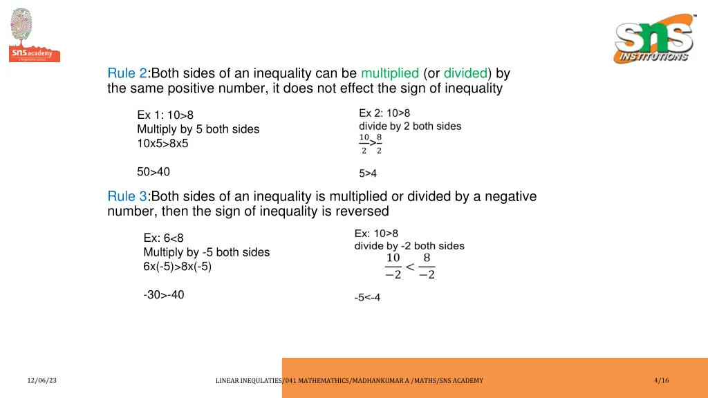 rule 2 both sides of an inequality