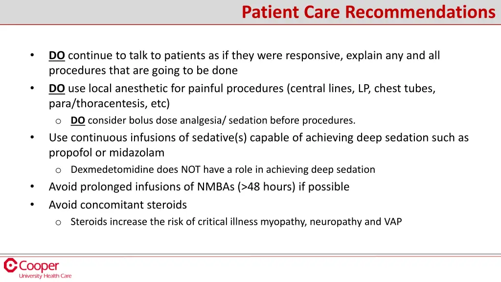patient care recommendations