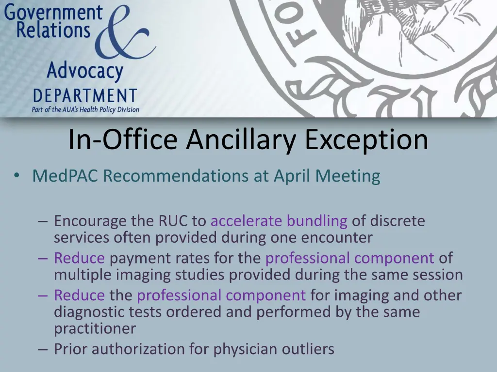 in office ancillary exception medpac
