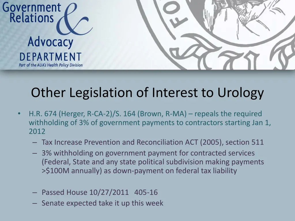 other legislation of interest to urology 1