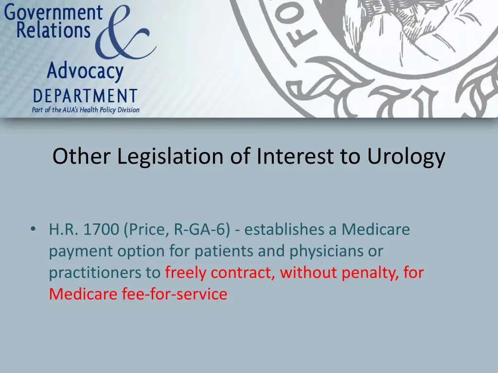 other legislation of interest to urology 3