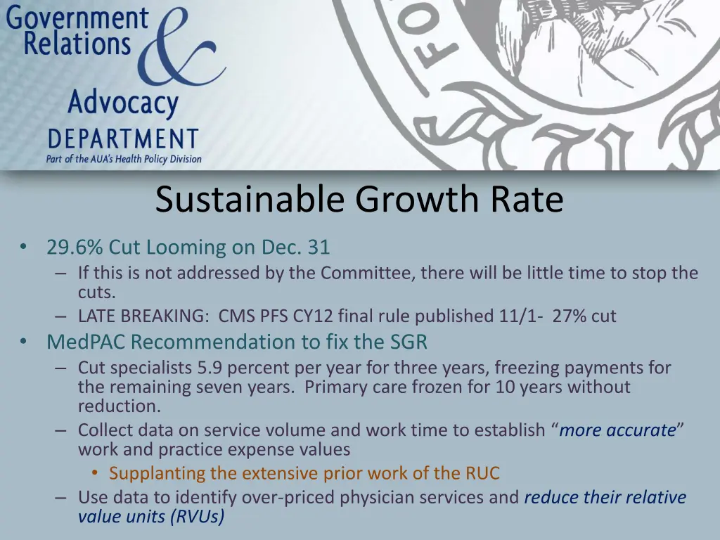 sustainable growth rate 29 6 cut looming