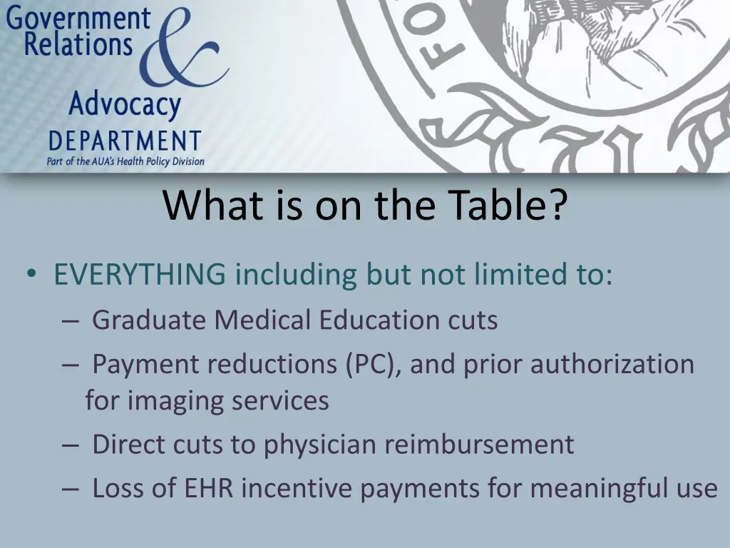 what is on the table