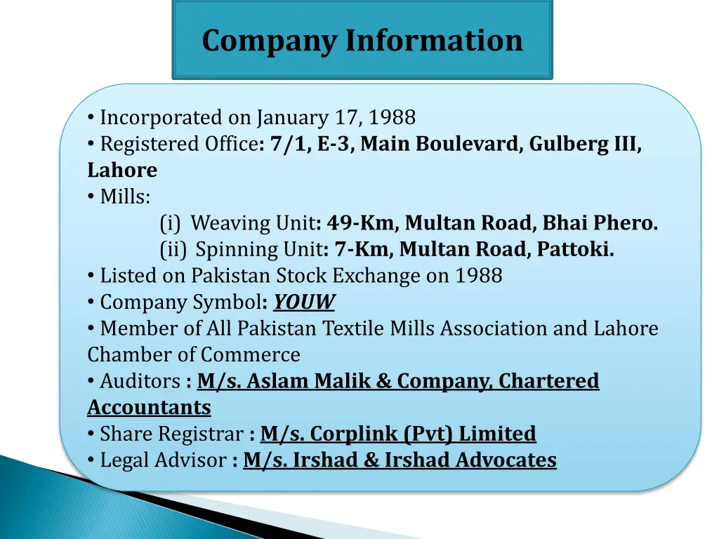 company information